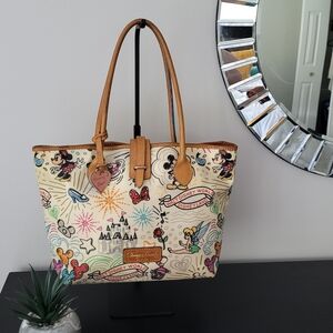 Disney Beige and Brown Tote with Vibrant Character Design